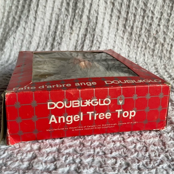 Vintage Double Glo Angel tree topper hard Plastic Glittered Angel Tree Topper - Picture 7 of 10